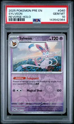 2025 POKEMON PRE EN-PRISMATIC EVOLUTIONS REVERSE HOLO #040 SYLVEON PSA 10 - Image 1