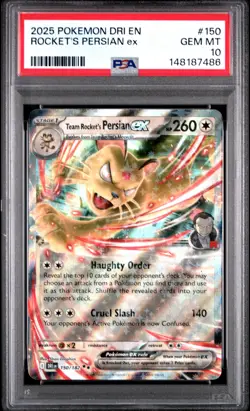 2025 POKEMON DRI EN-DESTINED RIVALS #150 TEAM ROCKET'S PERSIAN EX PSA 10 - Image 1