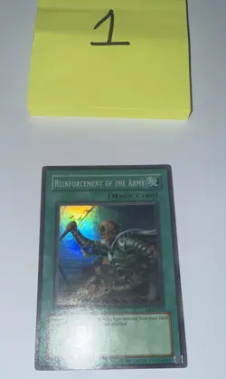 Yugioh Reinforcement of the Army LOD-028 Super Rare Unl Original Print (MP) - Image 1