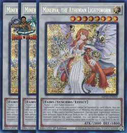 Yugioh! 3x Minerva, the Athenian Lightsworn MP25-EN069 Prismatic Secret Rare NM - Image 1