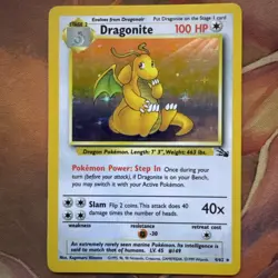 Pokemon TCG Dragonite Holo Rare Card 4/62 Fossil 1999 - Image 1