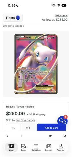 Pokemon TCG Mew EX Ultra Rare Full Art Holo 120/124 Dragons Exalted - Image 1
