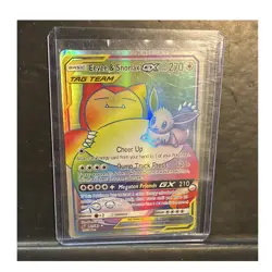 Pokemon Eevee & Snorlax GX TAG TEAM Secret Rare Holo 191/181 Sm-Team Up HP 270 - Image 1