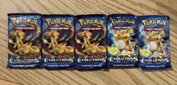 XY Evolutions Booster Pack Lot of 5 Factory Sealed English Pokemon TCG Free Ship - Image 1