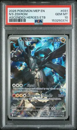 2026 Pokemon Mep En N's Zekrom Ascended Heroes ETB PSA 10 Gem Mint - Image 1