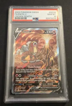 Pokemon 2023 Crown Zenith Full Art ENTEI V #GG36 PSA 10 Gem Mint - Image 1