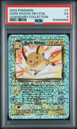 2002 Pokemon Legendary Collection 7 Dark Raichu Reverse Holo PSA 5 152869666 - Image 1