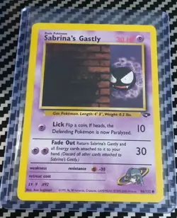 NM Sabrina's Gastly 96/132 Gym Challenge Regular Unlimited WotC Pokemon 2000 - Image 1