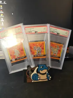 1999 POKEMON STICKERS SER 1 Machop Machoke & Machamp- PSA 9 - Image 1