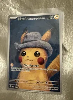 Pokemon Van Gogh Museum Limited Edition Pikachu with Grey Felt Hat Promo Karte - Image 1