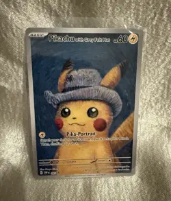 Pokemon Van Gogh Museum Limited Edition Pikachu with Grey Felt Hat Promo Karte - Image 2