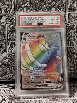 2020 Pokemon Sword & Shield Rebel Clash 199 Full Art Copperajah VMAX PSA 10 - Image 1