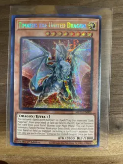 YUGIOH Timaeus The United Dragon MP23-EN003 Prismatic Secret Rare 1st Edition - Image 1