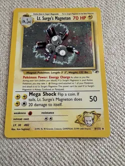 Pokemon Lt. Surge's Magneton Holo Rare Gym Heroes Card - Image 1