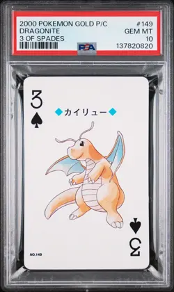 2000 POKEMON GOLD VERSION PLAYING CARDS 3 OF SPADES #149 DRAGONITE PSA 10 - Image 1