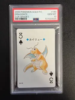 2000 POKEMON GOLD VERSION PLAYING CARDS 3 OF SPADES #149 DRAGONITE PSA 10 - Image 3