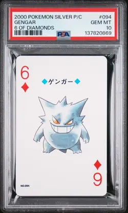 2000 POKEMON SILVER VERSION PLAYING CARDS 6 OF DIAMONDS #094 GENGAR PSA 10 - Image 1