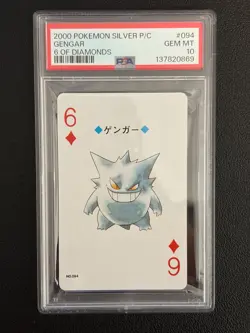 2000 POKEMON SILVER VERSION PLAYING CARDS 6 OF DIAMONDS #094 GENGAR PSA 10 - Image 3