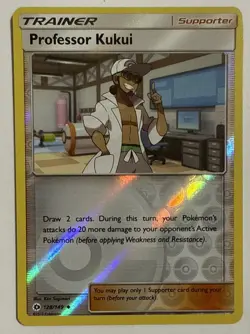 Professor Kukui 128/149 Sm Base Set Reverse Holo Pokemon TCG Card Near Mint - Image 1
