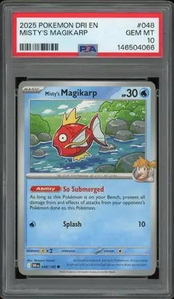 2025 Pokemon Destined Rivals Misty's Magikarp #048 PSA 10 - Image 1