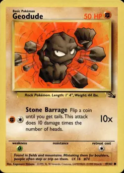 GEODUDE 47/62 COMMON FOSSIL POKEMON UNLIMITED LP - Image 1