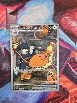 Pokemon Team Rockets Raticate Illustration Holo 202/182 Destined Rivals Series - Image 1