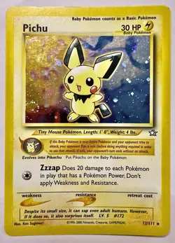 Pichu Pokemon Card. 12/111 Neo Genesis 2000 Rare Holographic WOTC TCG - Image 1
