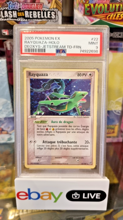 PSA 9 RAYQUAZA HOLO 22/107 EX DEOXYS FRANCAIS MINT 2005 POKEMON vu en live - Image 1