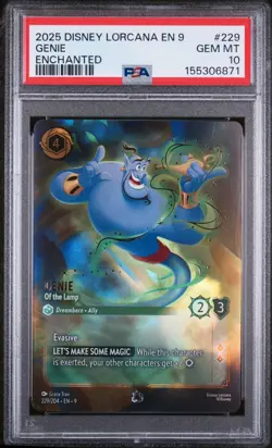 PSA 10 FABLED GENIE - OF THE LAMP DISNEY LORCANA EN 9- ENCHANTED #229 - Image 1