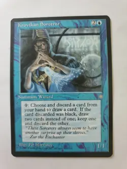 MTG Magic The Gathering Card Krovikan Sorcerer Summon Wizard Blue Ice Age 1995 - Image 1