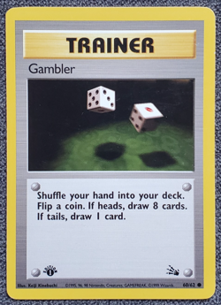 1st Edition Gambler - Fossil - #60/62 - Vintage Pokemon Card 1999 WOTC - Image 1