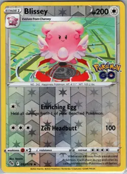 Blissey 052/078 Reverse Holo Pokemon GO - Pokemon Card - NM - Image 1