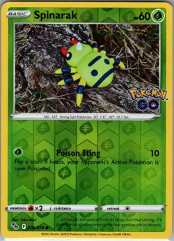 Spinarak 006/078 Reverse Holo Pokemon GO - Pokemon Card - NM - Image 1