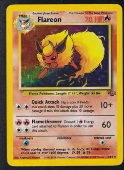 Pokemon Flareon Jungle Holo Card 3/64 Unlimited Rare - Image 1