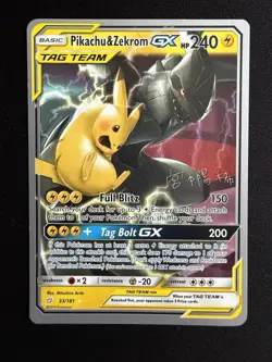 Pokemon Pikachu & Zekrom GX TCG Card 33/181 Sm-Team Up Tag Team - Image 1