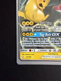 Pokemon Pikachu & Zekrom GX TCG Card 33/181 Sm-Team Up Tag Team - Image 5