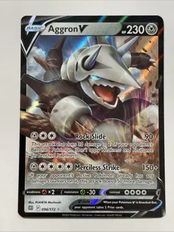 Aggron V 96/172 Secret Rare Pokemon Brilliant Stars TCG Collectible Card - Image 1