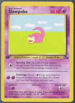 Slowpoke 55/62 1st Edition Common Fossil Pokemon Card - Image 1