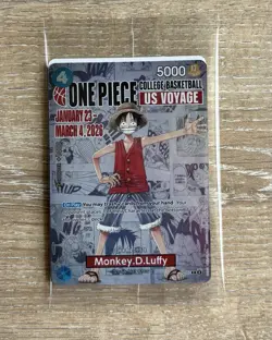 Mint Bandai Namco One Piece CCG Monkey.D.Luffy US Voyage Promo Character Card - Image 1