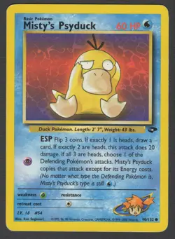 Misty's Psyduck 90/132 Common MP Pokemon Card HQ Scan - Image 1
