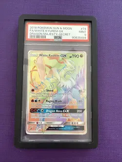 Pokemon White Kyurem GX Rainbow Dragon Majesty Card 74/70 Secret Rare PSA 9 - Image 1