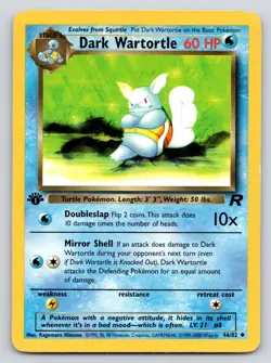 Dark Wartortle 46/82 Uncommon Team Rocket Pokemon 1st Edition Heavily Played - Image 1