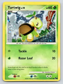 Turtwig 17/17 Common POP Series 6 Pokemon Holo Heavily Played - Image 1