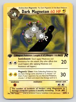 Dark Magneton 28/82 Rare Team Rocket Pokemon 1st Edition Damaged - Image 1