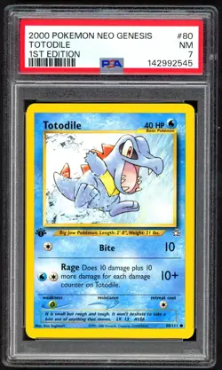 Pokemon Cards - PSA 7 1st Edition Totodile 80/111 - Neo Genesis - NM - PSA7 - Image 1