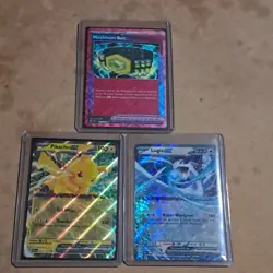 Pokemon TCG EX holo 3 card lot. Pikachu EX, Lugia EX, Maximum Belt - Image 1