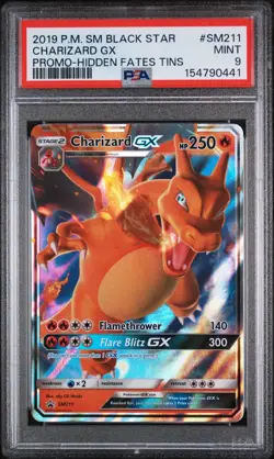 CHARIZARD GX PRM-HIDDEN FATES TINS POKEMON SM BLCK STR PRM 2019 SM211 PSA 9 - Image 1