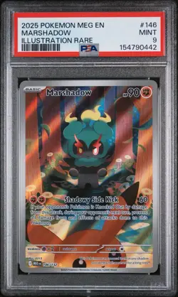 2025 POKEMON MEG EN-MEGA EVOLUTION ILLUSTRATION RARE #146 MARSHADOW PSA 9 - Image 1