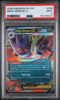 2025 Mega Gengar ex Phantasmal Flames Pokemon TCG 056/094 PSA 9 - Image 1