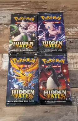 Pokemon Hidden Fates Booster Packs Factory Sealed - All 4 Art Sets! - Image 1
